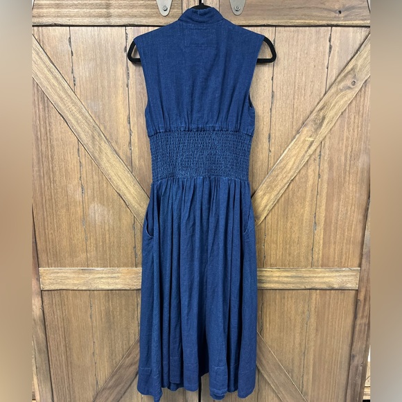 by Anthropologie The Tommie Cap-Sleeve Smocked Front-Zip Shirt Dress Size XS - Picture 5 of 8